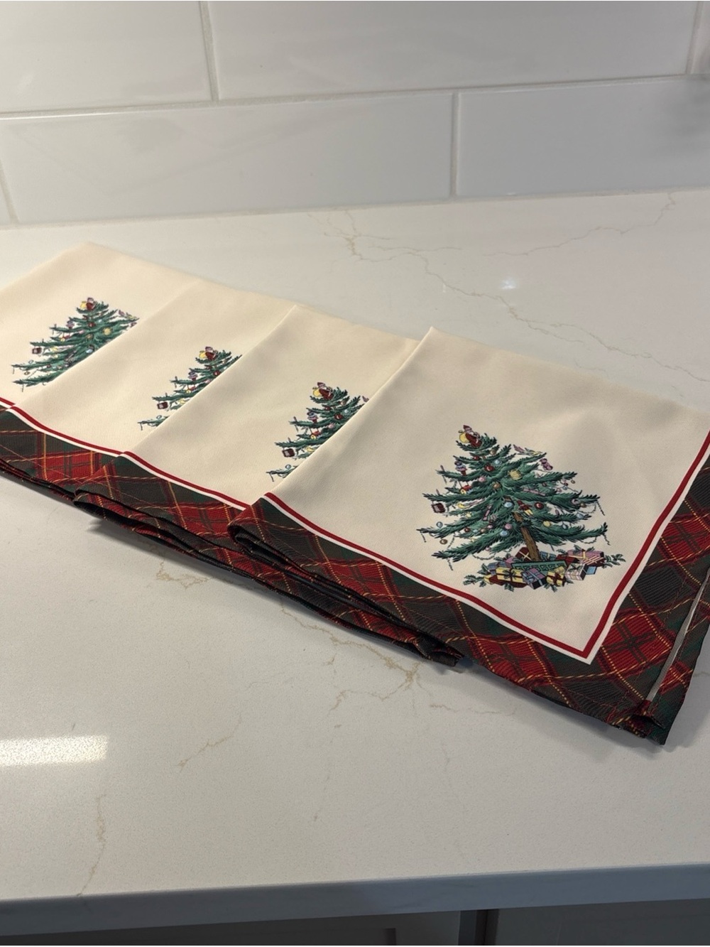 Spode Tartan Christmas Tree Napkins